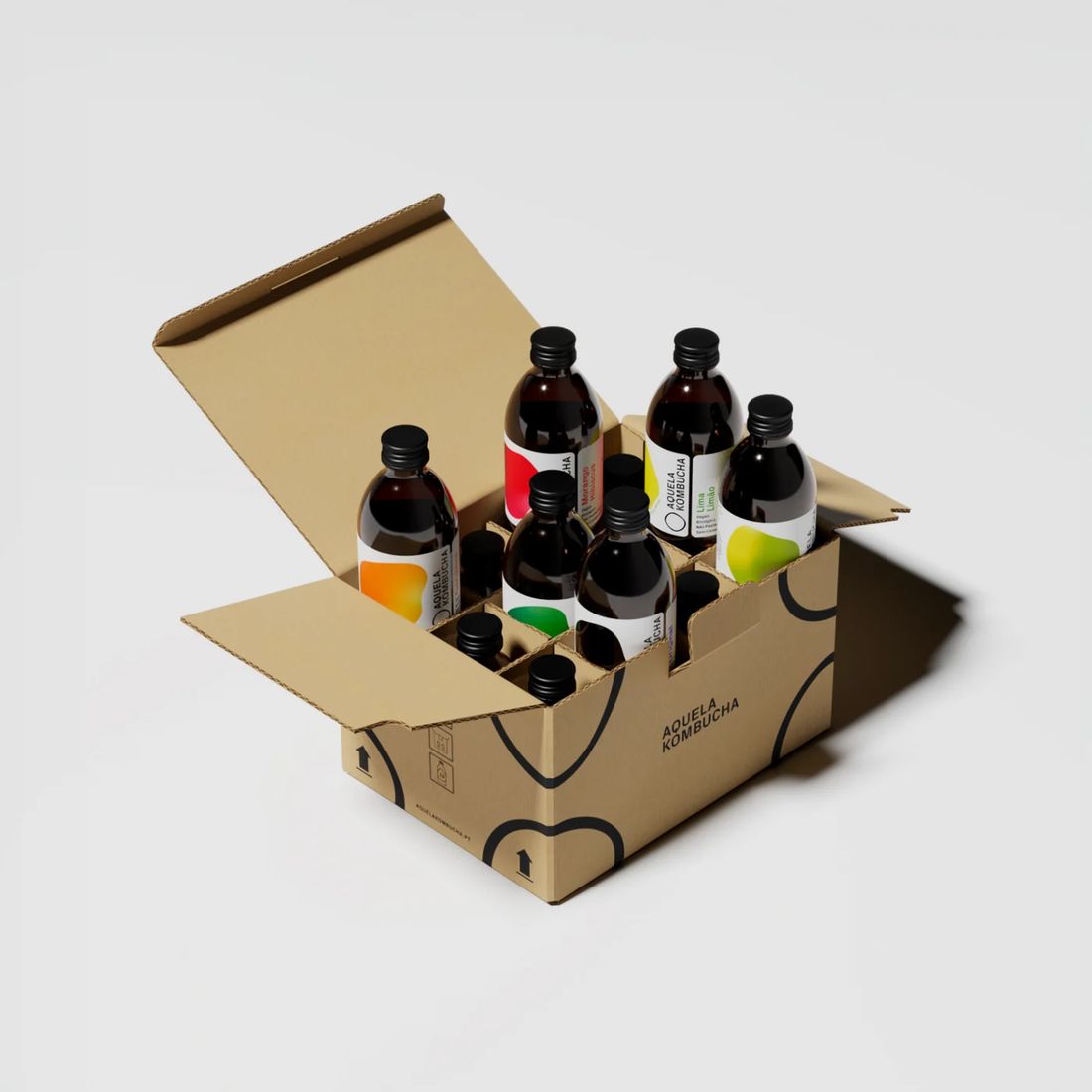 Pack de cartão com garrafas Aquela Kombucha sortidas